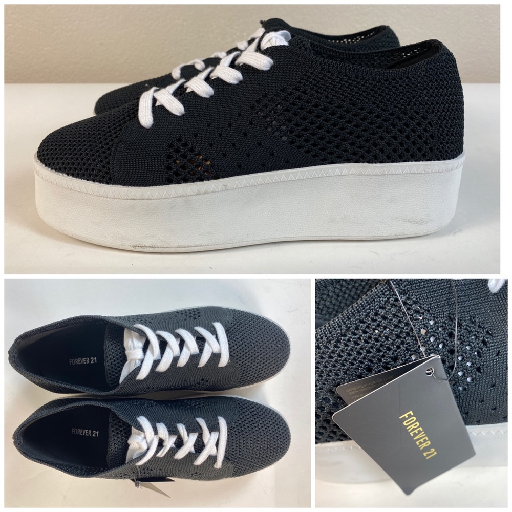 Sz 9 Forever 21 Platform Sneakers - Black n White